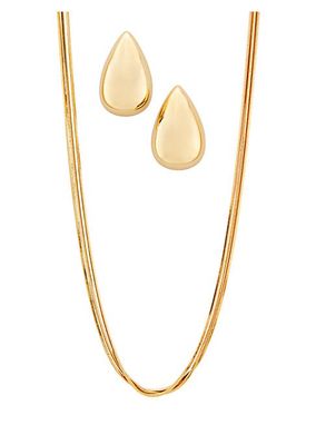Filthy Rich 18K Gold-Plate Drop Earrings & Necklace 2-Piece Set