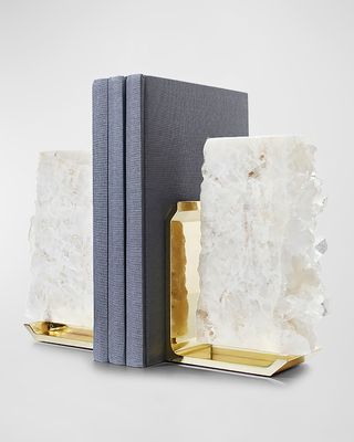 Fim Geo Quartz and Aluminum Bookends