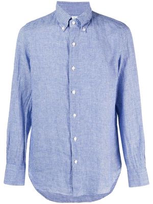 Finamore 1925 Napoli check-pattern long-sleeved shirt - Blue