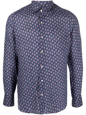Finamore 1925 Napoli jacquard-pattern linen shirt - Blue