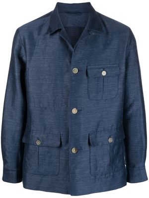 Finamore 1925 Napoli long-sleeve linen-blend shirt jacket - Blue