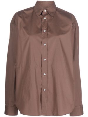 Finamore 1925 Napoli straight-point collar cotton shirt - Brown