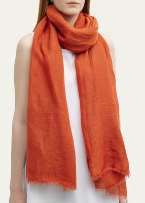 Fine Linen Scarf With Edge Detail