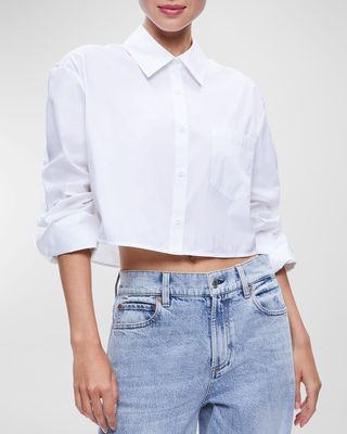 Finely Cropped Oversized Button-Front Shirt
