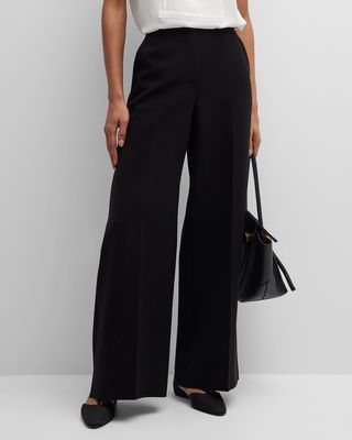 Finese Crepe Franklin Wide-Leg Ankle Pants