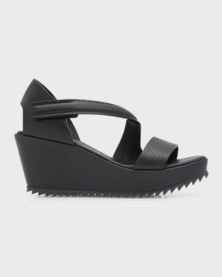 Fineta Leather Wedge Platform Sandals