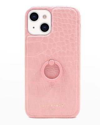 Finger Loop Back Shell iPhone 13 Case - Pink Croc