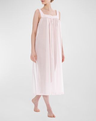 Finja Ruched Square-Neck Cotton Nightgown