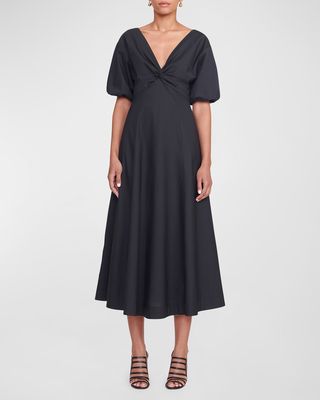 Finley Puff-Sleeve Midi Dress