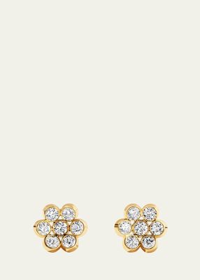Fiore 18K Gold and Diamond Stud Earrings, Large