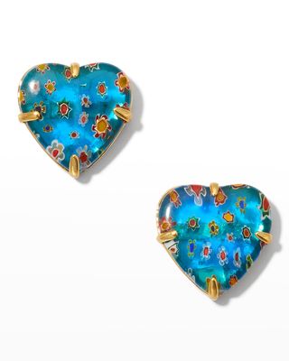Fiore Heart Button Earrings