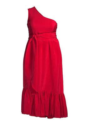 Fiorella Belted One-Shoulder Midi-Dress