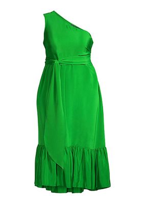 Fiorella One-Shoulder Silk Midi-Dress