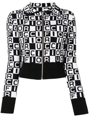 Fiorucci all-over logo-pattern cardigan - Black