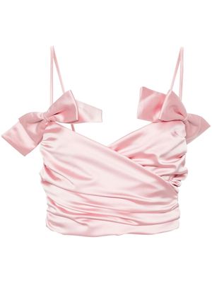 Fiorucci bow-embellished satin cropped top - Pink