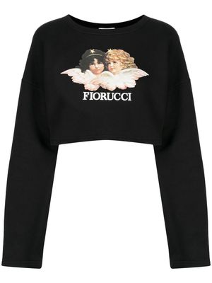 Fiorucci cherub-print cropped sweatshirt - Black