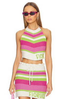 FIORUCCI Crochet V Top in Pink
