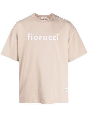 Fiorucci embroidered-logo organic cotton T-shirt - Brown