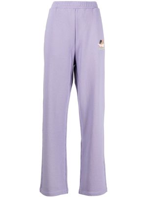 Fiorucci embroidered-logo wide leg trousers - Purple