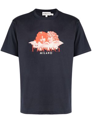 Fiorucci Engraved Angels organic cotton T-shirt - Blue