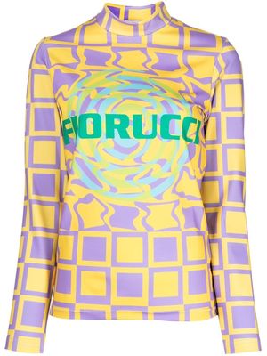 Fiorucci geometric-pattern logo-print top - Purple