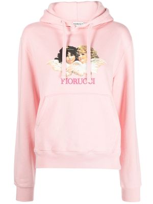 Fiorucci graphic logo-print cotton hoodie - Pink