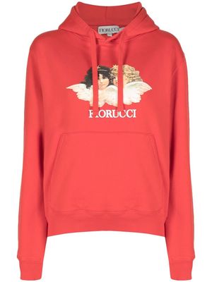 Fiorucci graphic logo-print cotton hoodie - Red