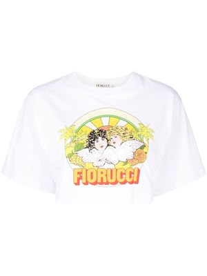 Fiorucci graphic-print cropped T-shirt - White