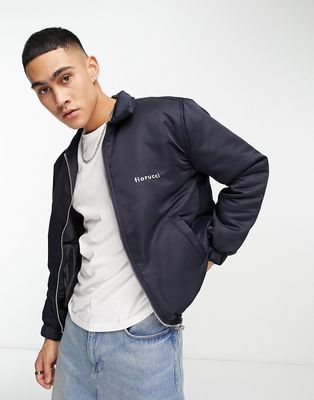 Fiorucci icon zip up jacket with patch in navy-Blue