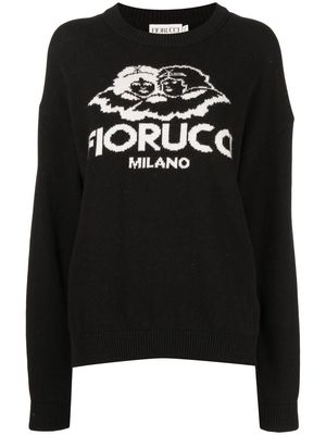 Fiorucci intarsia-knit logo-motif jumper - Black