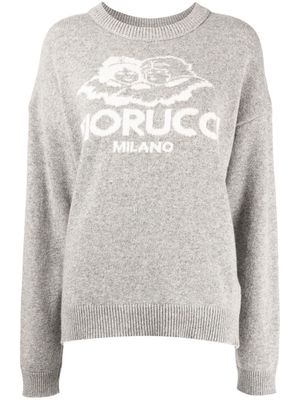 Fiorucci intarsia-knit logo-motif jumper - Grey