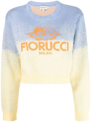 Fiorucci intarsia-logo cropped jumper - Blue