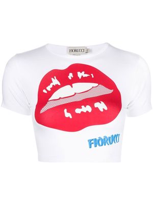 Fiorucci lips logo jersey T-shirt - White