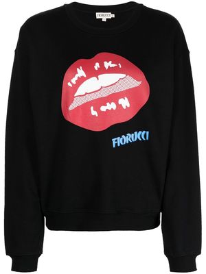 Fiorucci lips logo organic cotton sweatshirt - Black