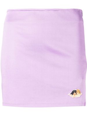 Fiorucci logo-patch fitted skirt - Purple