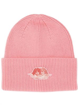 Fiorucci logo-patch knit beanie - Pink