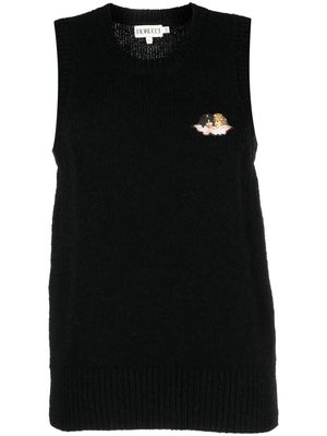 Fiorucci logo-patch knitted top - Black
