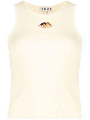 Fiorucci logo-patch ribbed top - Green