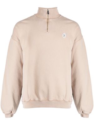 Fiorucci logo-patch zipped-up sweatshirt - Brown