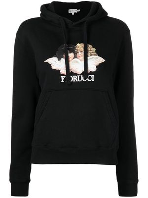 Fiorucci logo-print cotton hoodie - Black