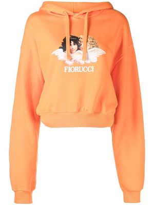 Fiorucci logo-print cotton hoodie - Orange