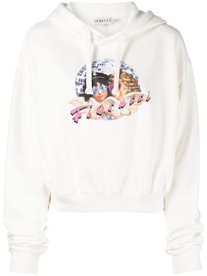 Fiorucci logo-print cotton hoodie - White
