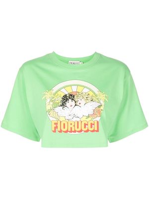 Fiorucci logo-print cropped T-shirt - Green
