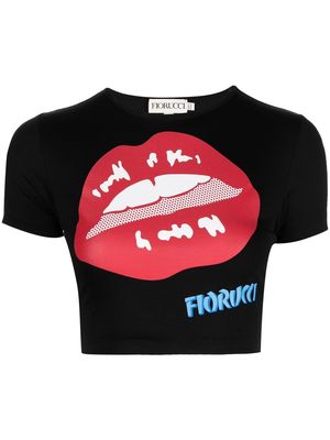 Fiorucci logo-print detail T-shirt - Black