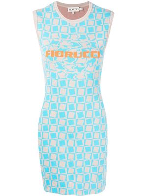 Fiorucci logo-print intarsia-knit mini dress - Blue