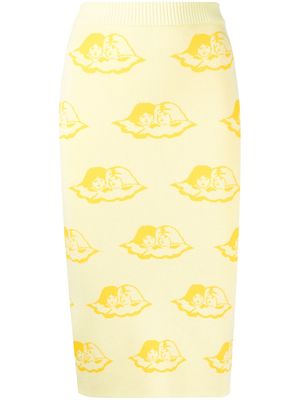 Fiorucci logo-print midi skirt - Yellow