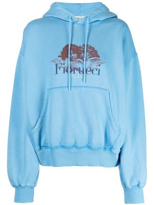 Fiorucci logo-print organic cotton hoodie - Blue