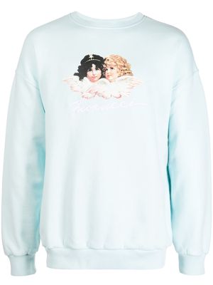 Fiorucci logo-print organic cotton sweatshirt - Blue