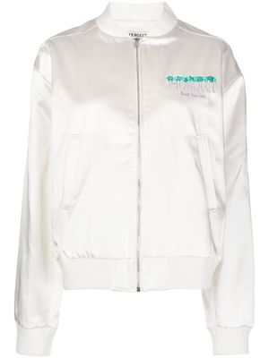 Fiorucci logo-print zip-up bomber jacket - White