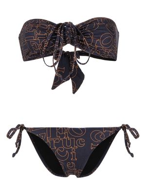 Fiorucci monogram-pattern bikini set - Blue